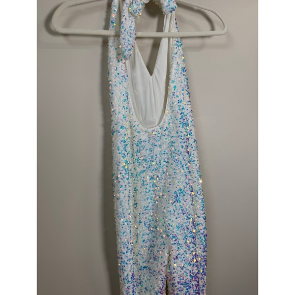 Show Me Your Mumu Women White Iridescent Sequin Halter Jumpsuit Size S - Picture 9 of 10